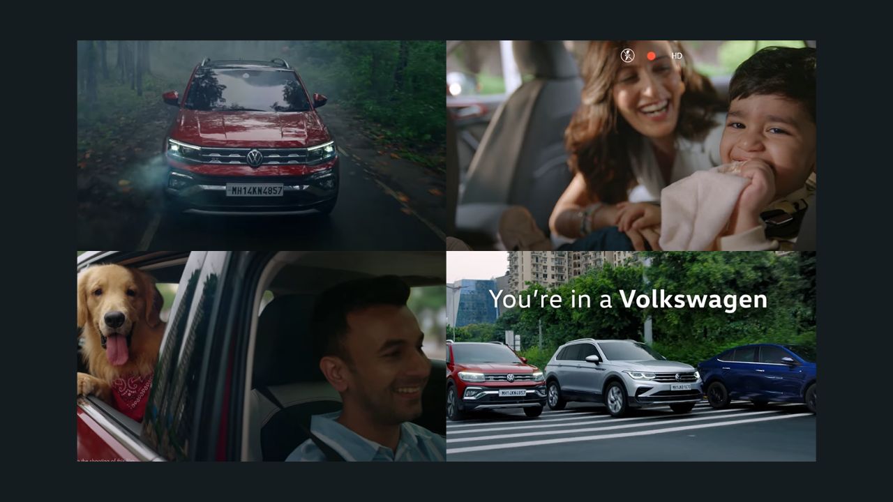 In the ad film, the brand is the sole celebrity. Every frame highlights the prowess of the cars i.e. Tiguan, Virtus and Taigun, the safety factor involved, and the ease of convenience that comes along with owning a VW. (Stills from the ad)