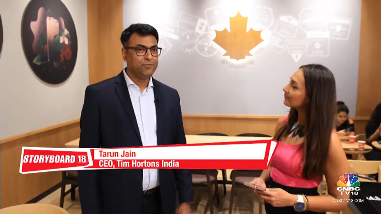 Tarun Jain, CEO, Tim Hortons India along with Storyboard18's Shibani Gharat.