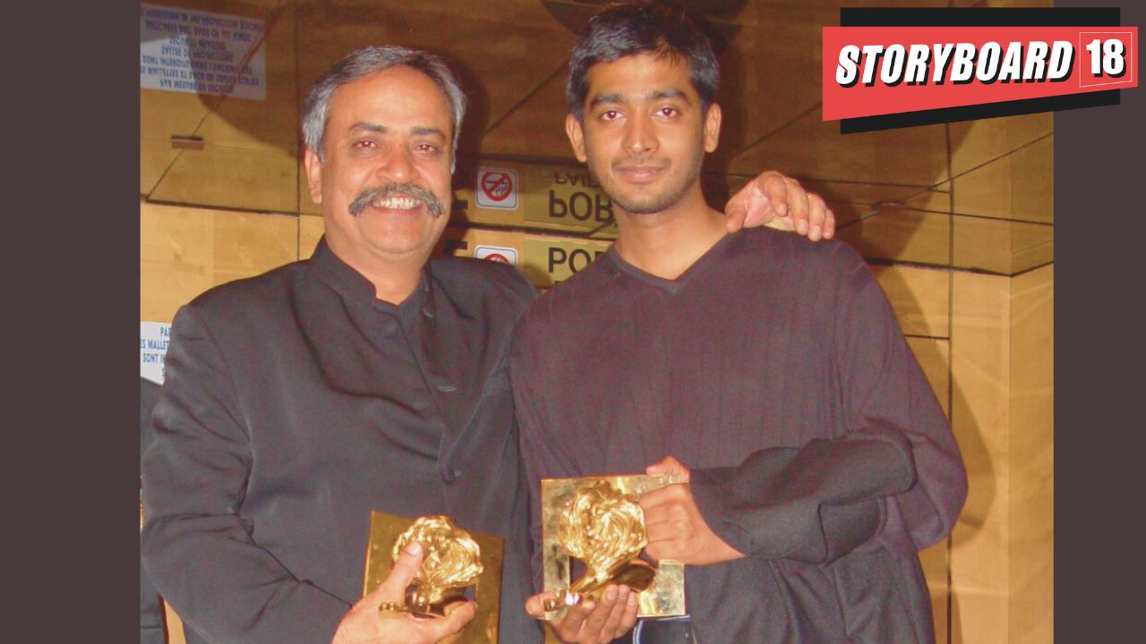 Piyush Pandey and Rajiv Rao receiving India’s first double Gold at Cannes Lions.