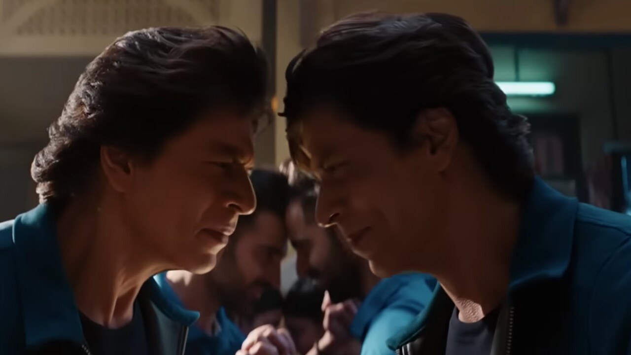 A still of SRK's dual role in Thums Up's commercial.