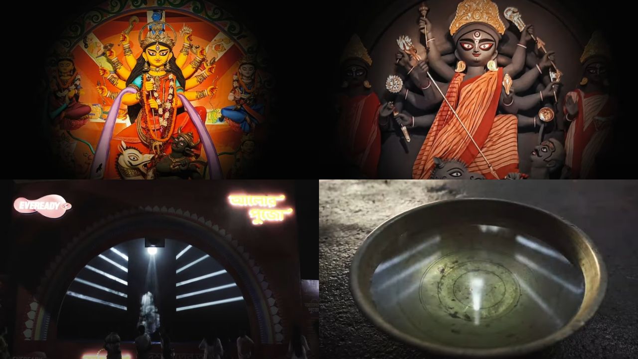 Eveready’s Aalor Pujo aimed to transcend traditional boundaries by transforming the Maa Durga Idol into a work of art, paying homage to tradition while embracing the possibilities of modern lighting technology. (Stills from the campaign)