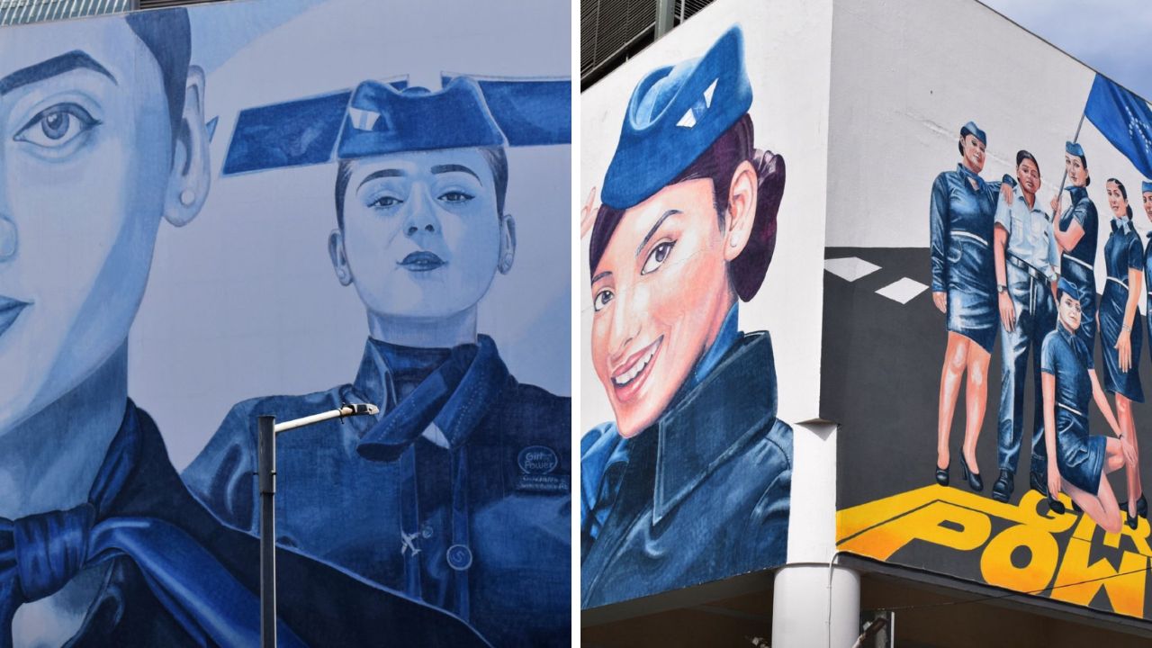 Indigo states 44 percent of its workforce is women. The public art project which took almost a year to execute depicts women of IndiGo. This metro station is connected to IndiGo’s offices in Gurugram and used by many thousands of IndiGo people and others a day.