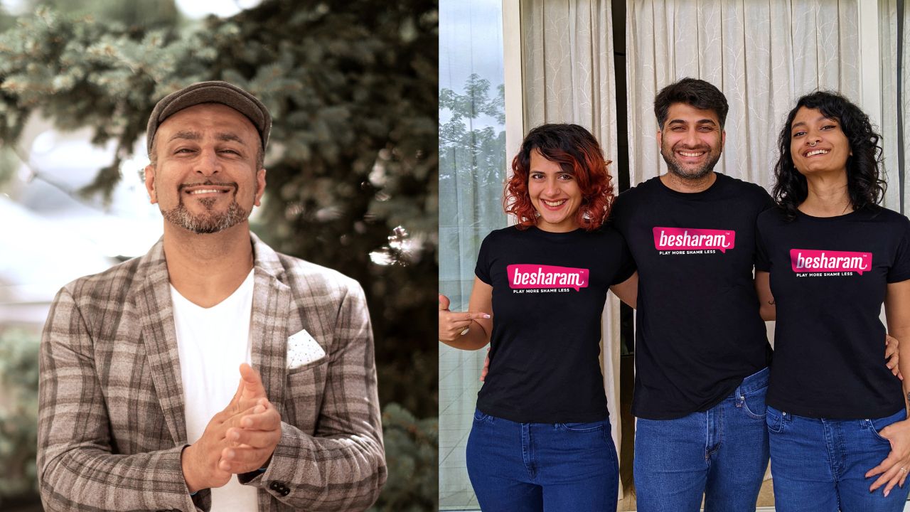 (Left) Raj Armani, co-founder of IMBesharam (Right) Shweta Sangtani, Aashish Mehrotra, and Tanisha RK, co-founders of Sangya Project