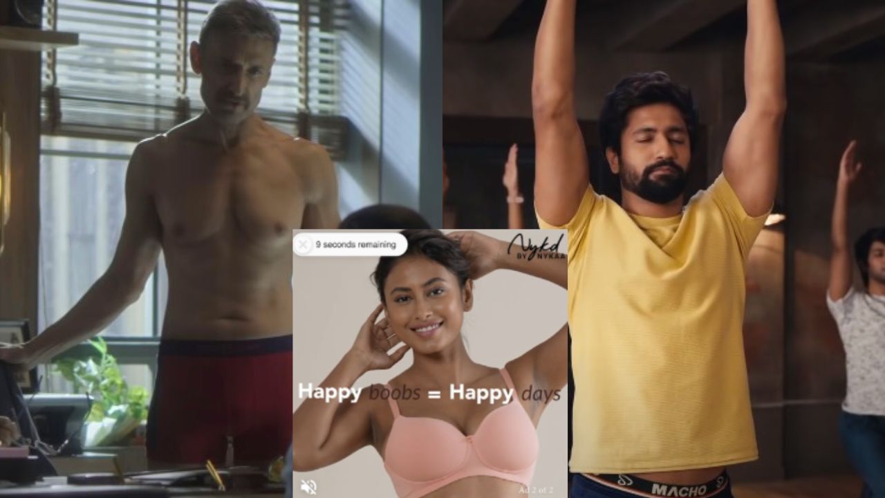 Yeh andar ki baat hai?: A Twitter user thought a digital ad from the e-commerce company was inappropriate. However, several women said they didn’t see any problem with the ad. (Stills from ads)