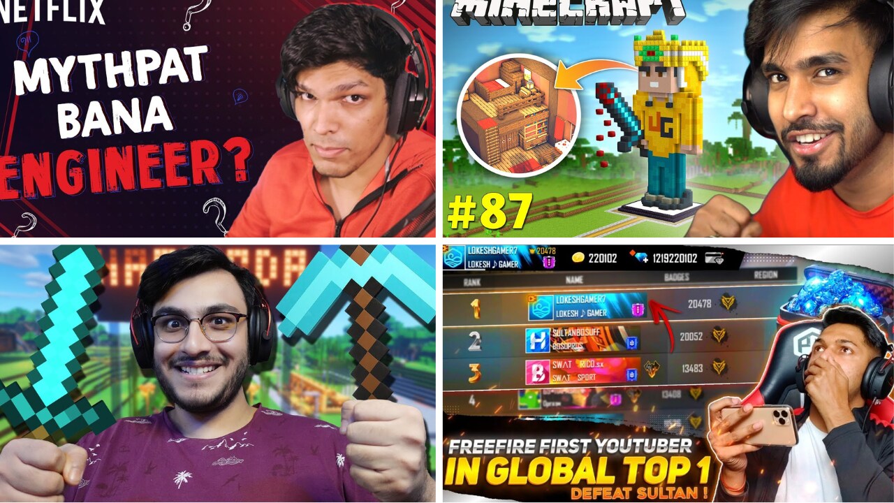 With professional gamers and content creators attracting millions of followers on YouTube and Instagram, marketing agencies are trying to groom them, develop their brand and pitch them to companies. (Image: Top gamers - Lokesh Gamer, Rawknee, Techno Gamerz and Mythpat)